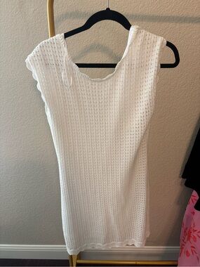 Freshman White Ribbed Knit Tank Dress